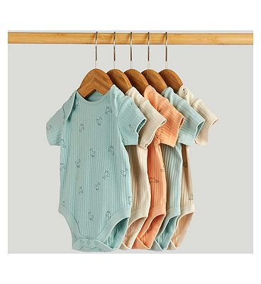 5 Pack Animals Short-Sleeved Bodysuits 12-18 Months