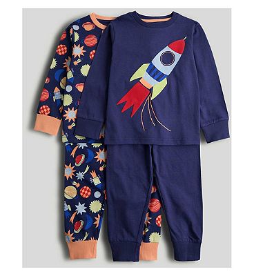2 Pack Space Pyjamas 5-6 Years
