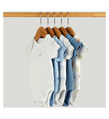 5 Pack Blue Short-Sleeved Bodysuits 18-24 Months