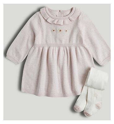 Pink Knitted Dress and Tights Outfit Up to 10lbs