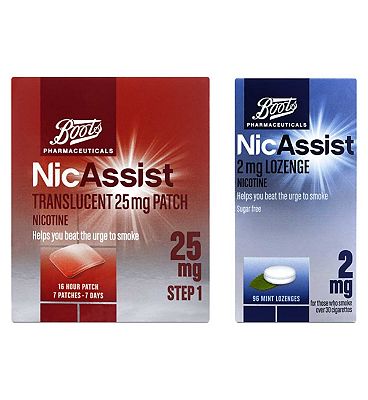 Click to view product details and reviews for Boots Nicassist Starter Bundle Translucent 25mg Patch 7s Mint 2mg Lozenge 96 Pieces.