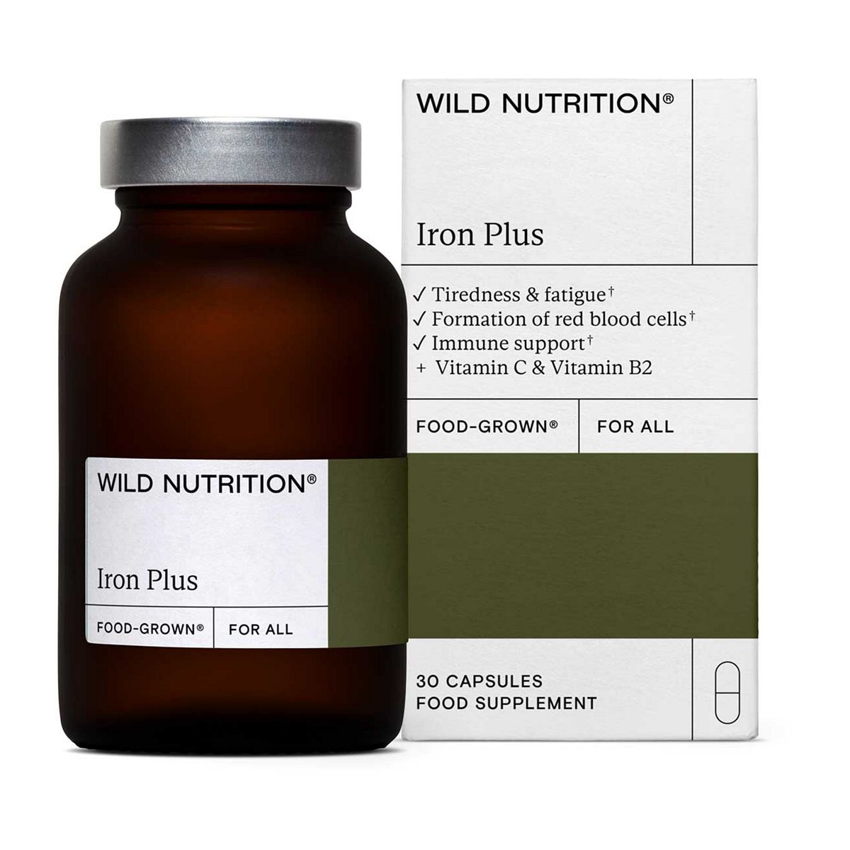 Wild Nutrition Food Grown Iron Plus 30 Capsules