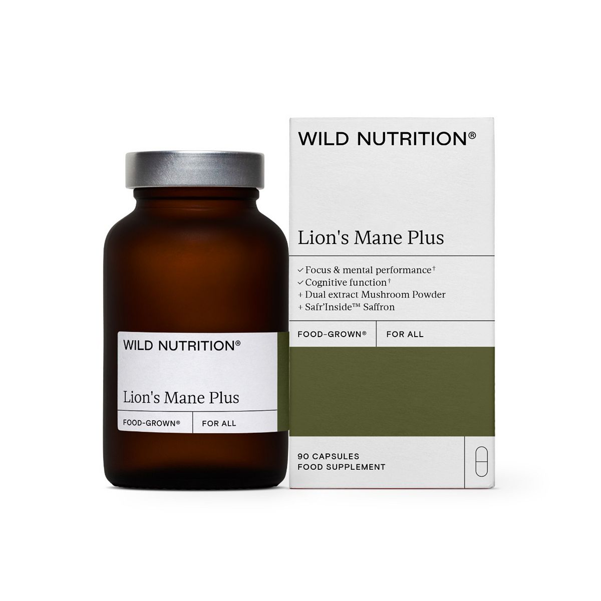 Wild Nutrition Food Grown Lions Mane Plus 60 Capsules
