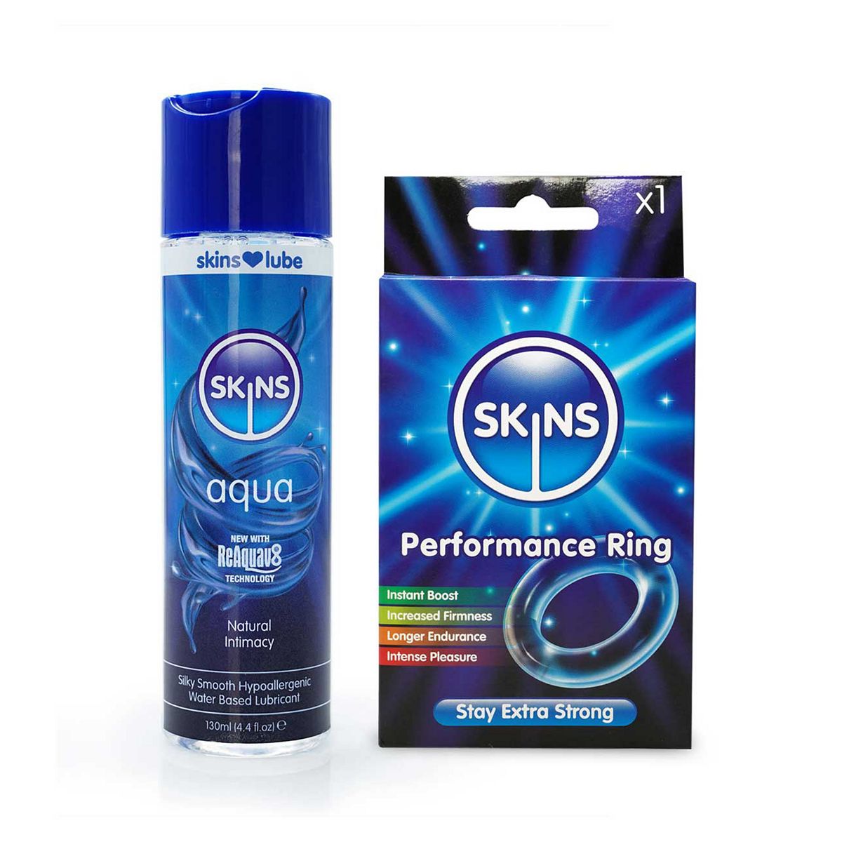 Skins Bundle Aqua Lubricant And Performance Ring Set