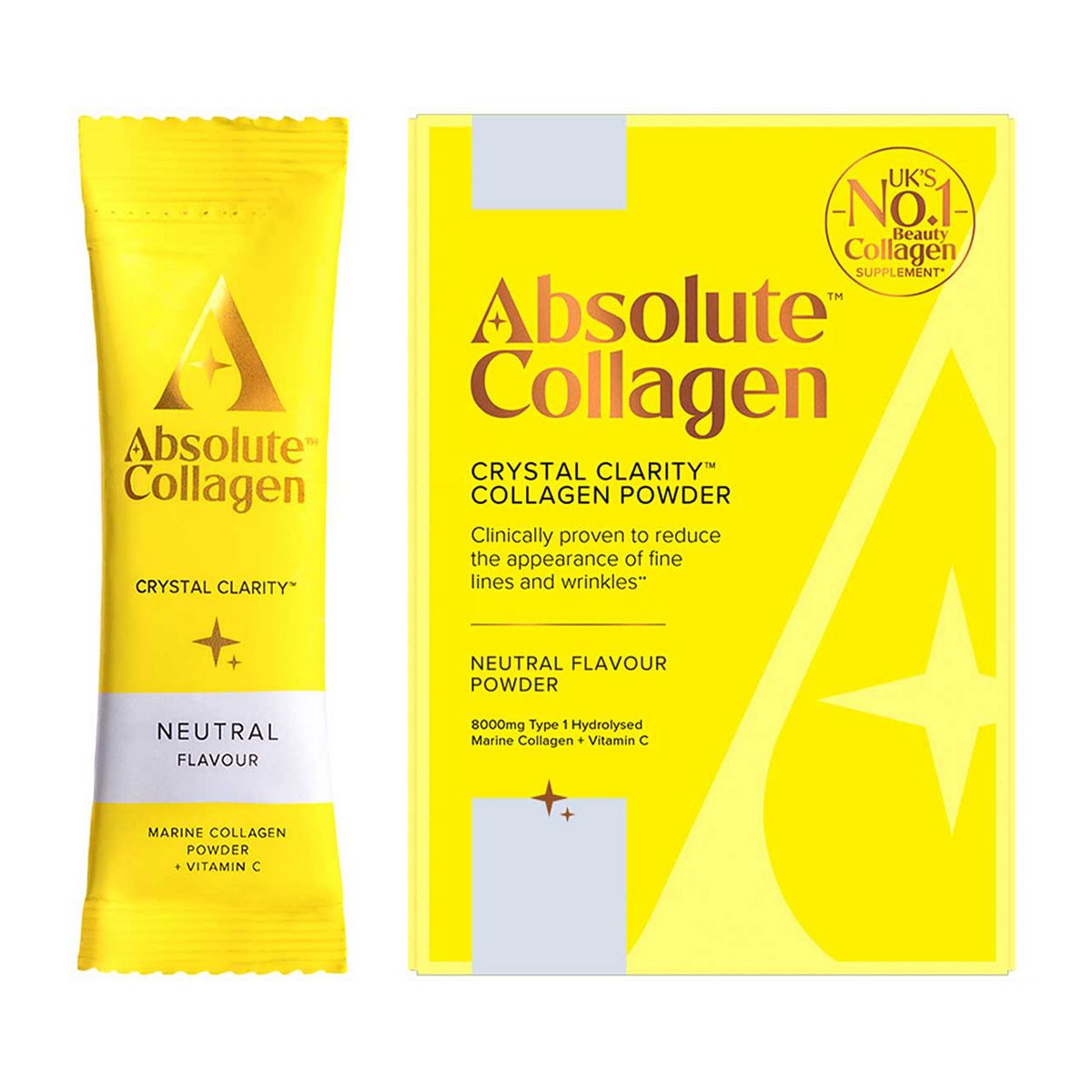 Absolute Collagen Crystal Clarity™️ Marine Collagen Powder Supplement, 10X8g Sachets