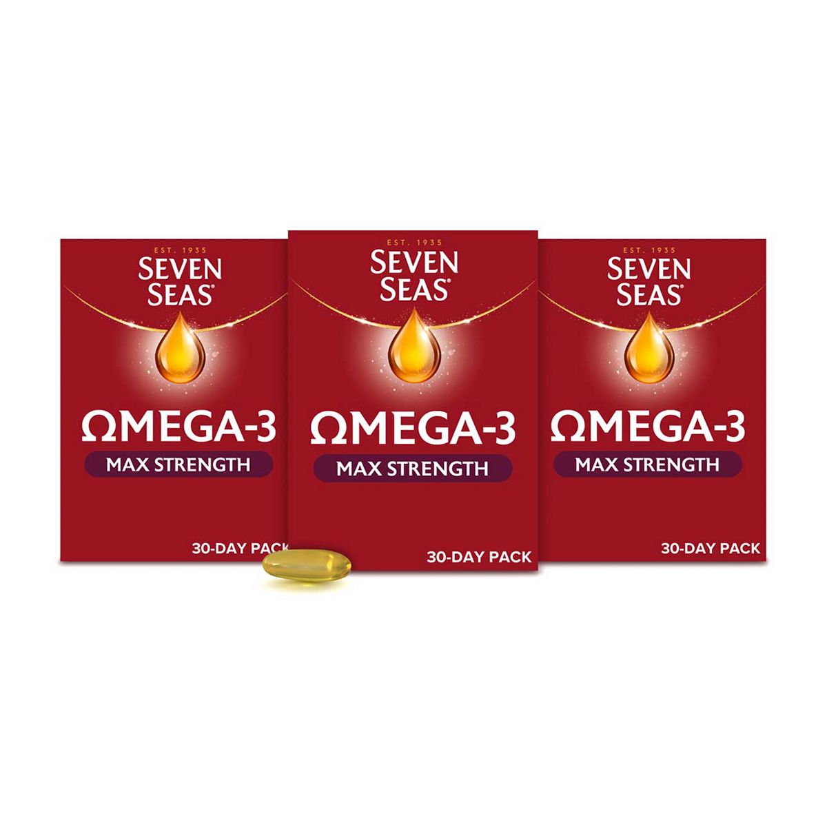 Seven Seas Omega-3 Fish Oil And Vitamin D Max Strength 30 Capsules X3 Bundle