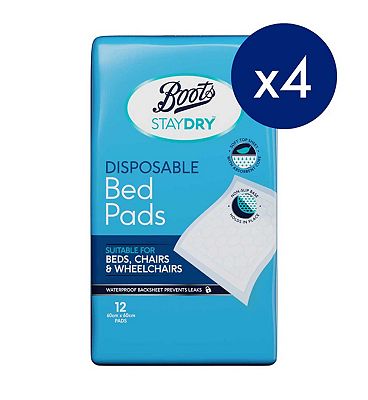Click to view product details and reviews for Boots Staydry Bed Pads 4 X 12 Pack Bundle.