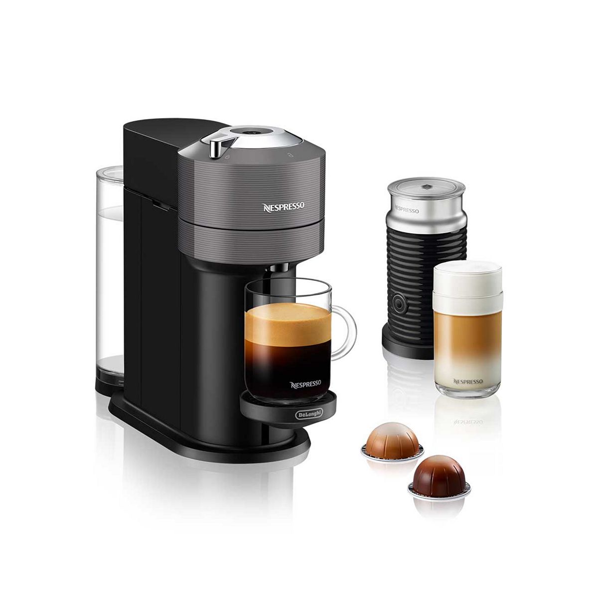Delonghi De'longhi Nespresso Vertuo Next & Aeroccino Grey