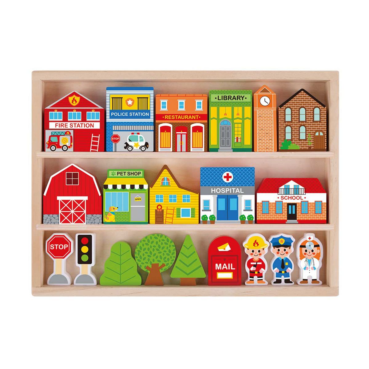 Tooky Toys Tooky Toy Wooden Town Play Set