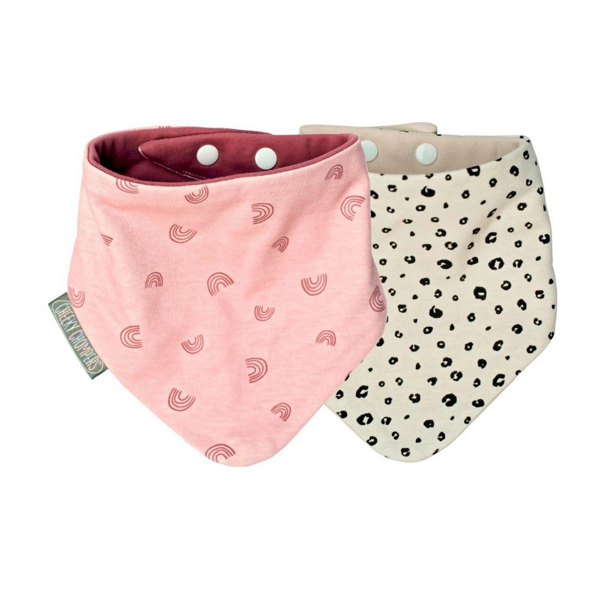 Cheeky Chompers Neckerbib Dribble Bib 2 Pack - Rainbow & Leopard