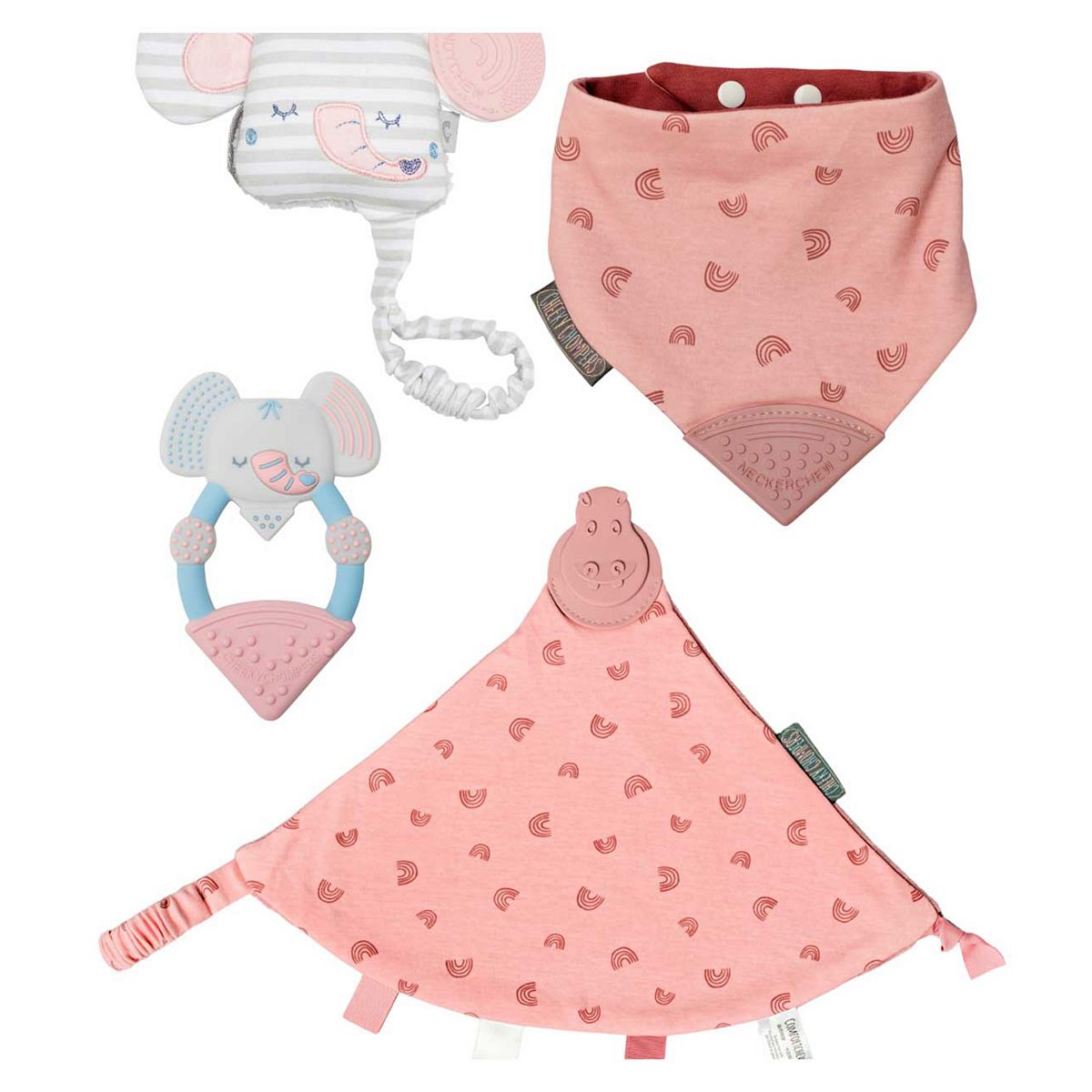 Cheeky Chompers Comfort & Chew Baby Teething Gift Set - Rainbow Rose
