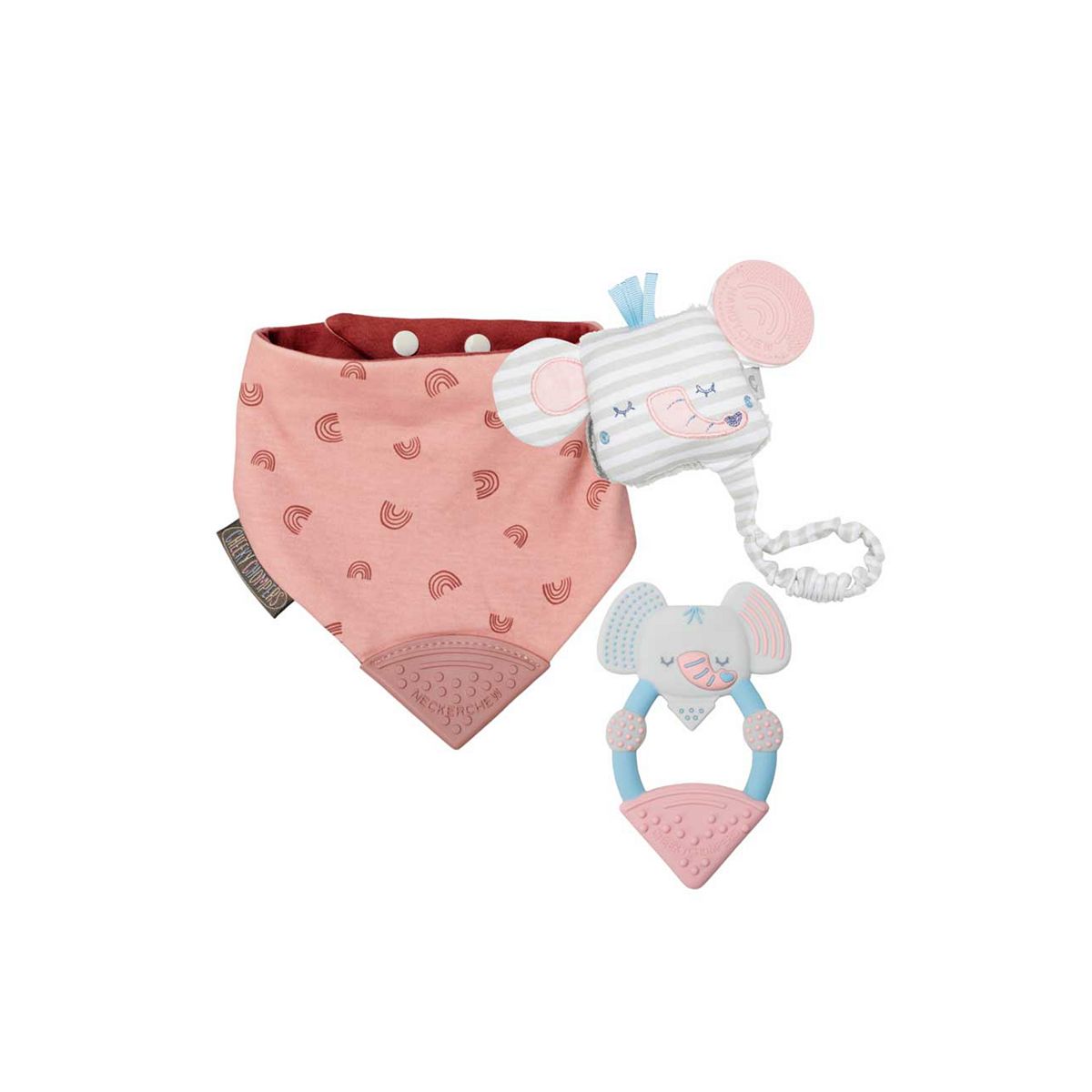 Cheeky Chompers Teething Baby Gift Bundle - Rainbow Rose