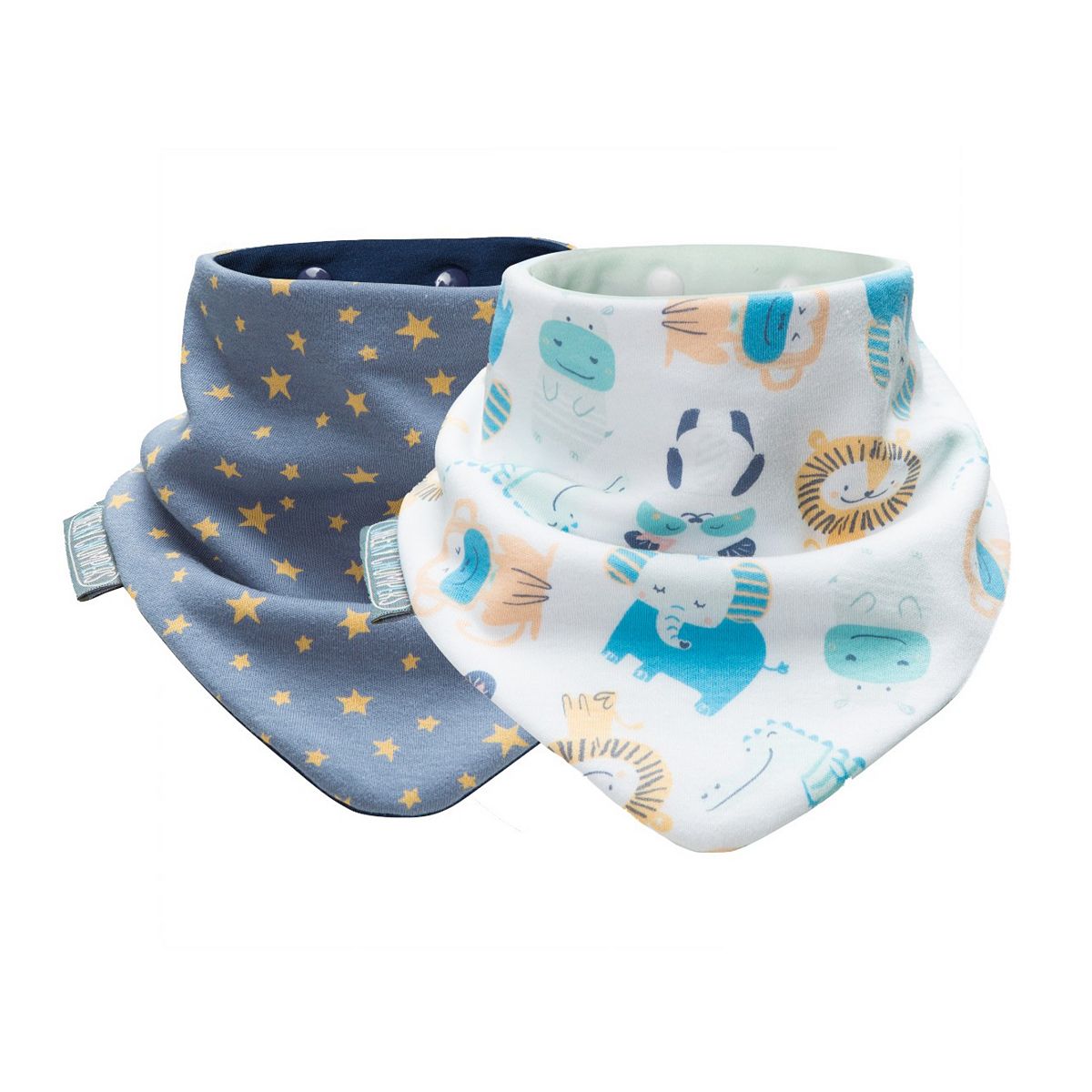 Cheeky Chompers Neckerbib Dribble Bib 2 Pack - Midnight Stars & Cheeky Animals