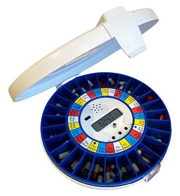 Click to view product details and reviews for Pivotell Advance Automatic Pill Dispenser With 24 Alarms With Solid White Lid Blue Medication Tray.