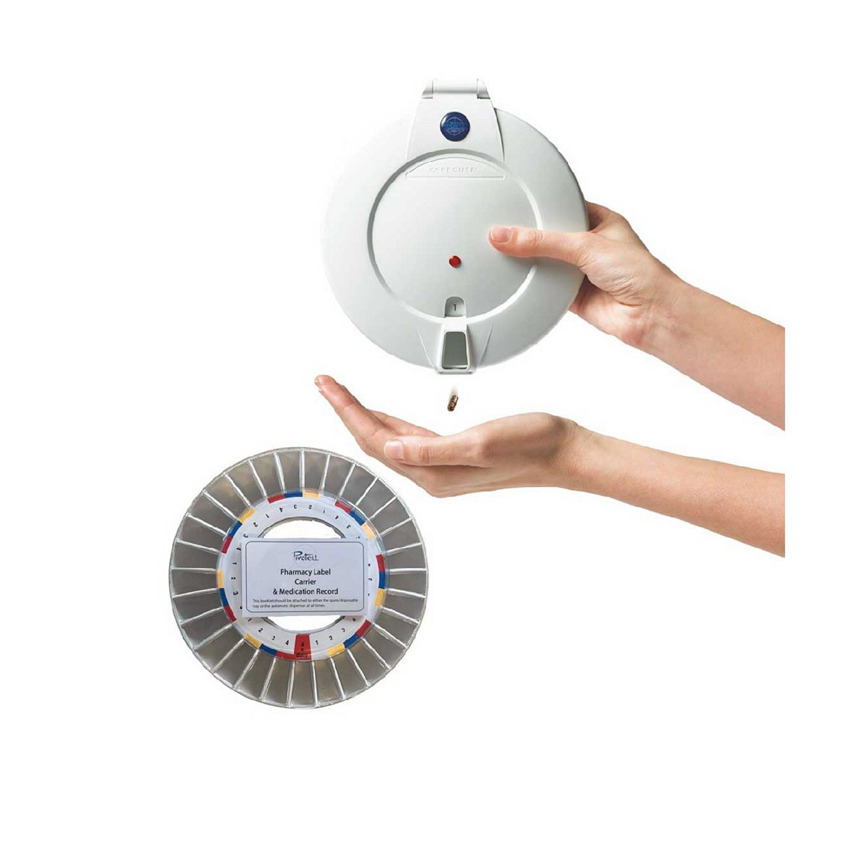 Pivotell Mk3-24 Automatic Pill Dispenser With 24 Alarms Additional White Medication Tray Set