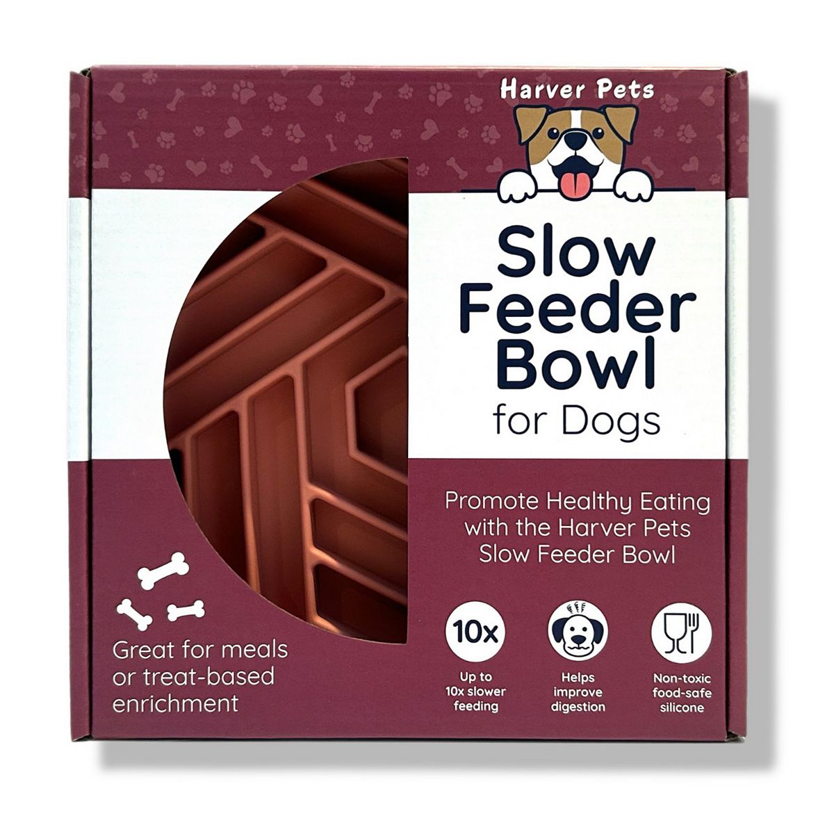 Harver Pets Slow Feeder Enrichment Bowl For Dogs Pink