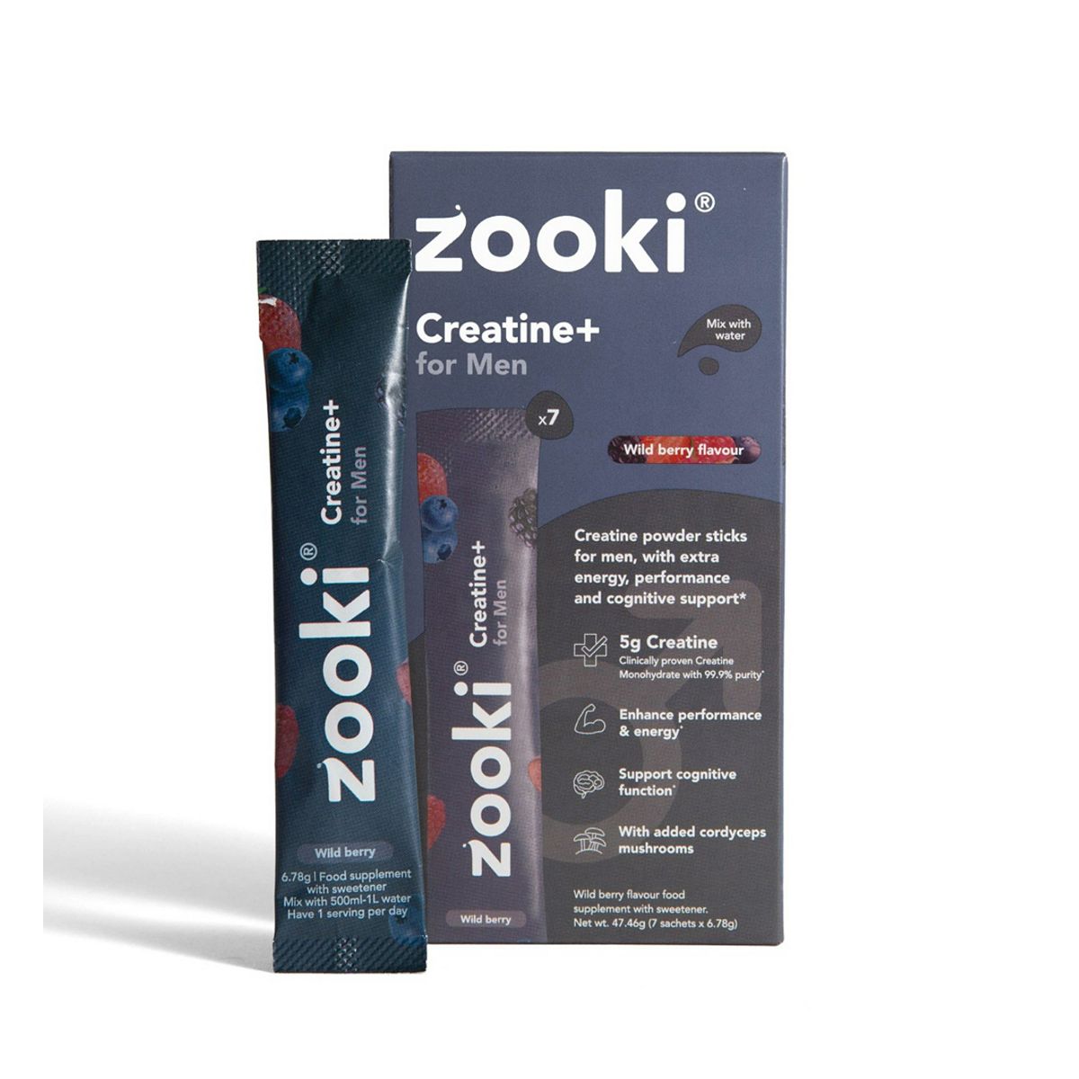 Zooki Creatine+ For Men, Wild Berry Flavour - 7 Sachets