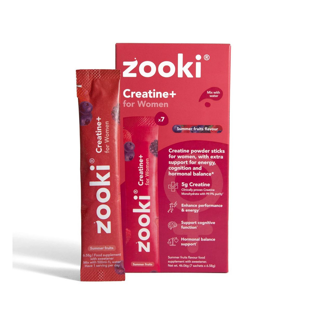Zooki Creatine+ For Women, Summer Fruits Flavour - 7 Sachets