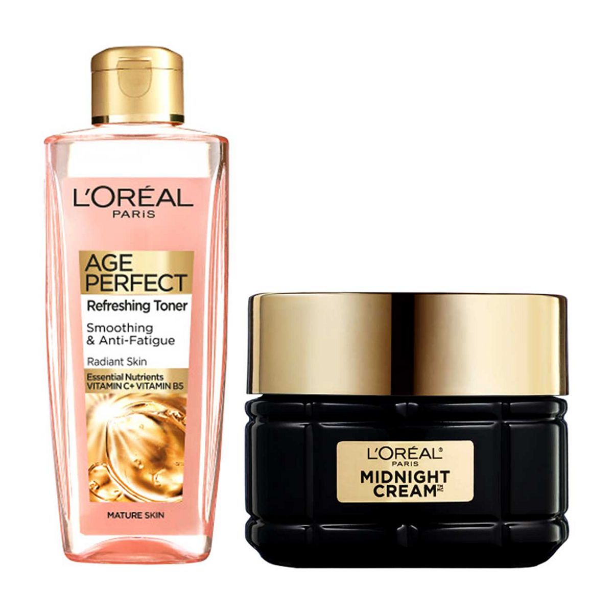 L'Oreal L’Oreal Paris Age Perfect Night Routine To Cleanse & Deeply Hydrate Skin; Refreshing Toner Repairing Midnight Cream