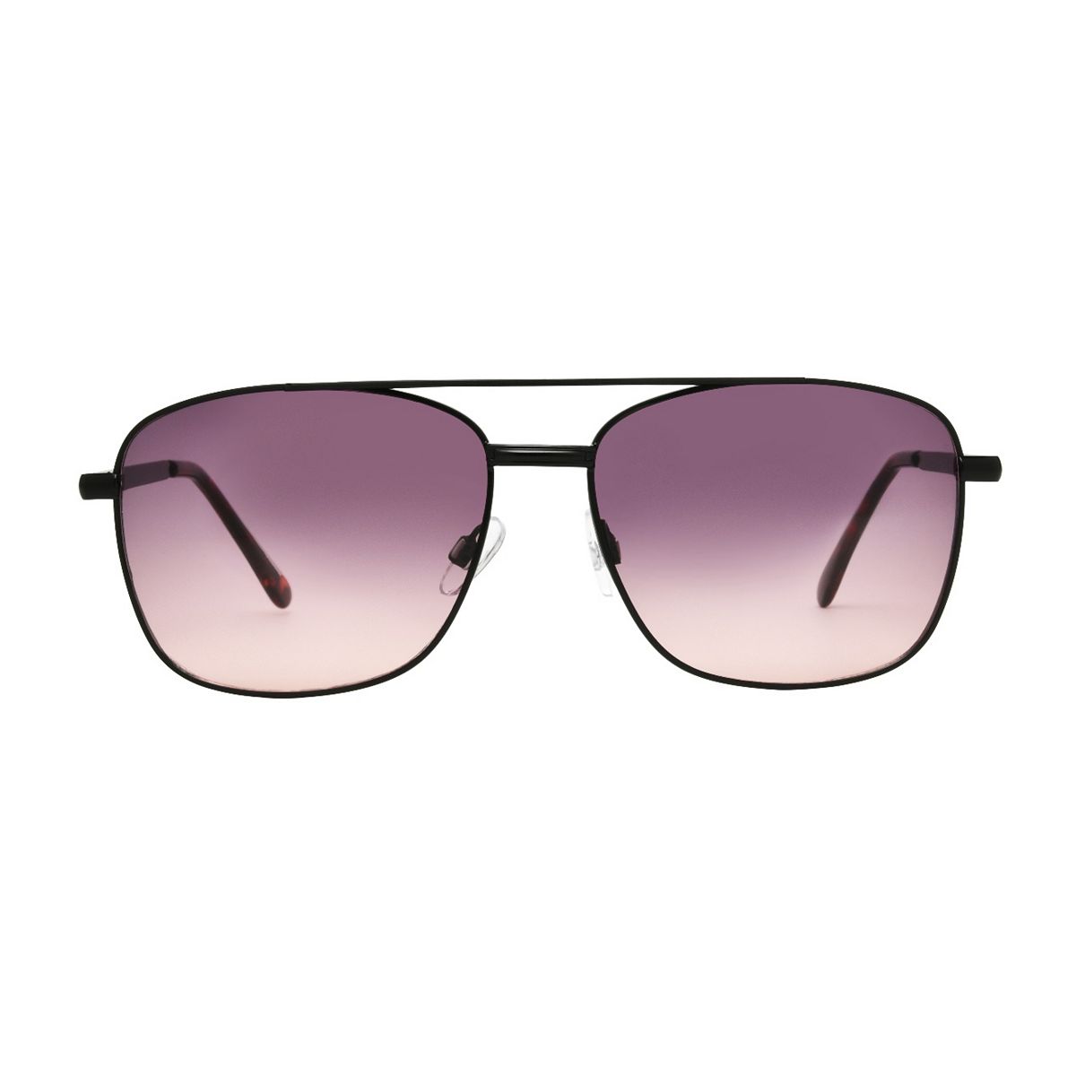   Men's Black Navigator Sunglasses With Smoke To Brown Lense Multicolor