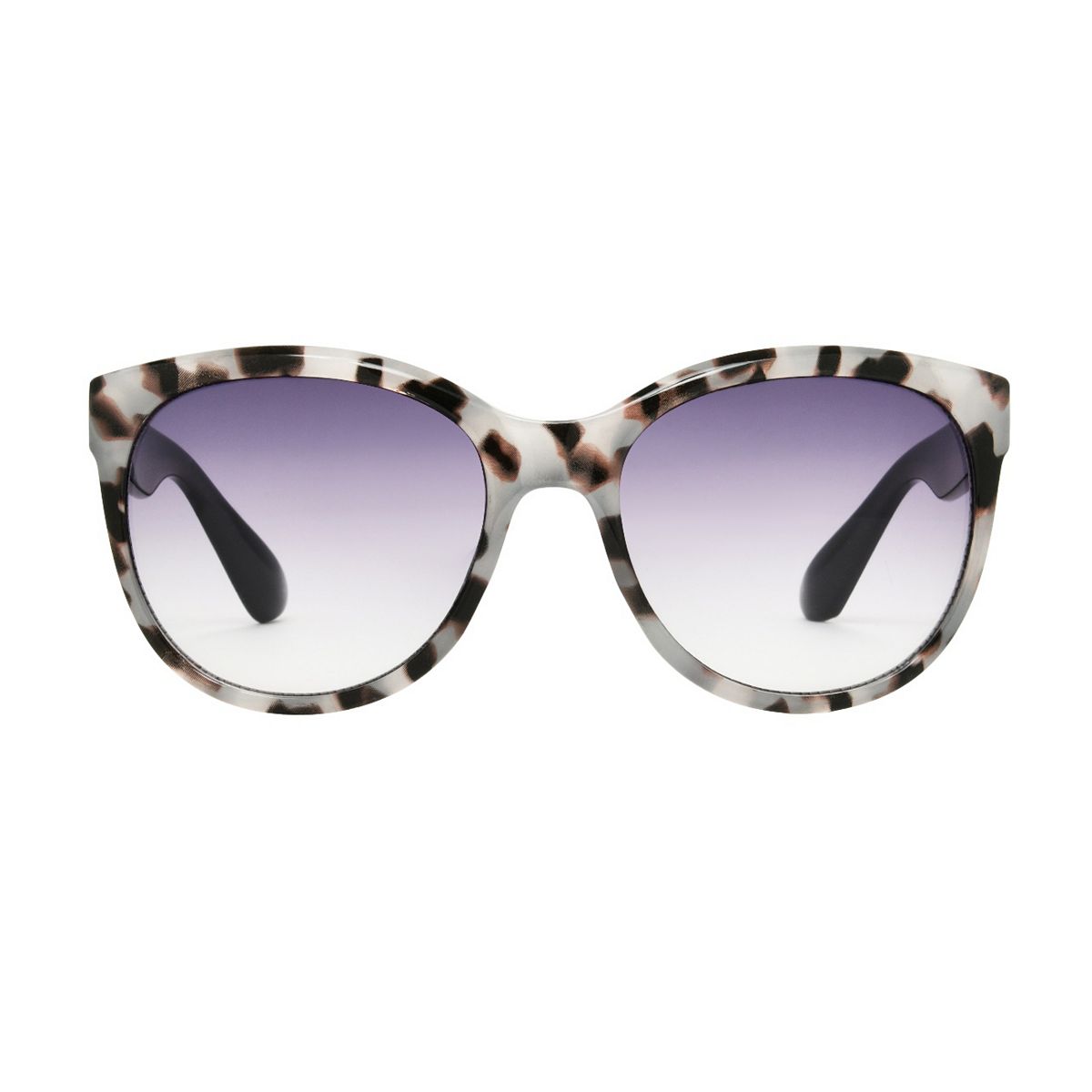   Ladies Sunglasses Polarized Grey Tort Round With Contrast Black Temple Multicolor