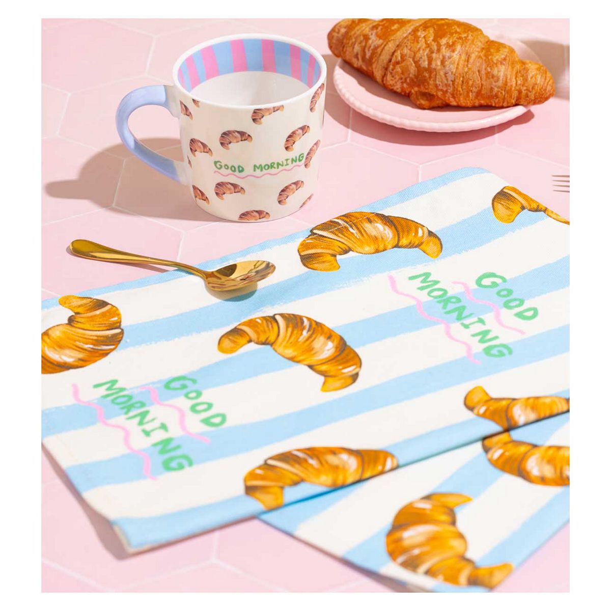 Eleanor Bowmer Good Morning Croissant Mug & Tea Towel Set