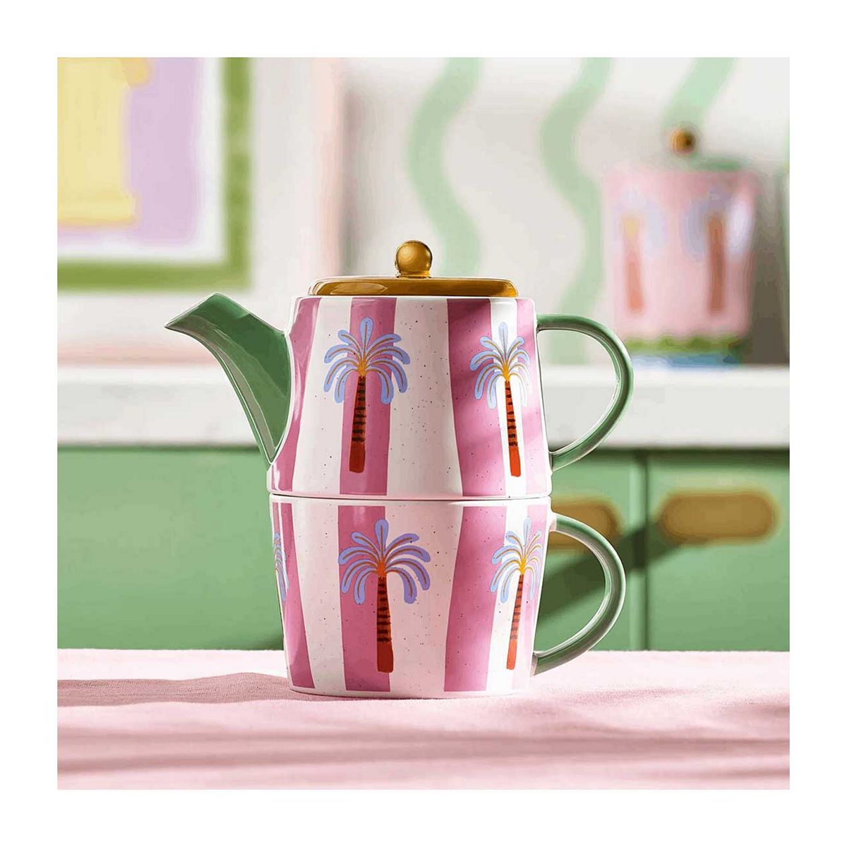 Eleanor Bowmer Electric Coast Palm Tea For One - Teapot & Mug Set