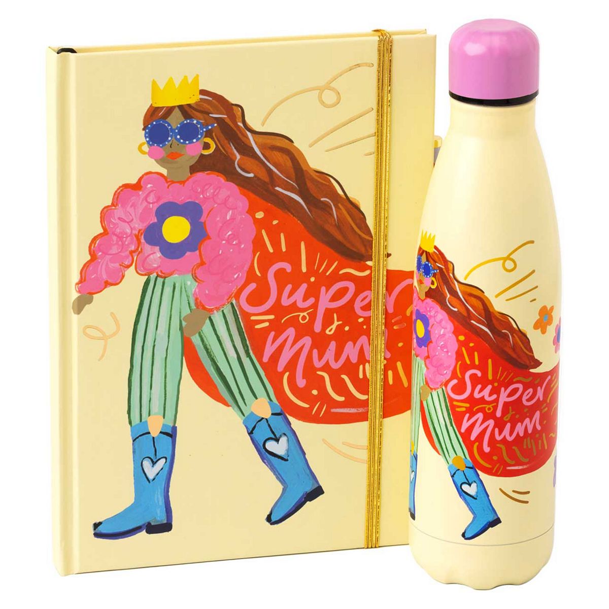 Eleanor Bowmer Super Mum Water Bottle & Notebook Set