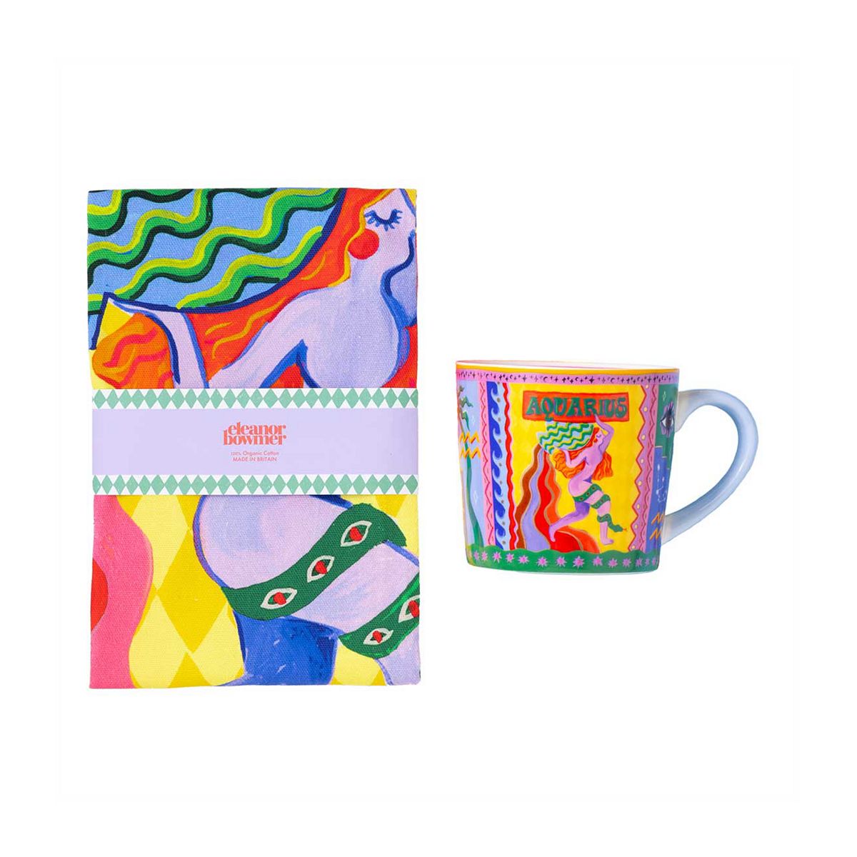 Eleanor Bowmer Aquarius Zodiac Mug & Tea Towel Set