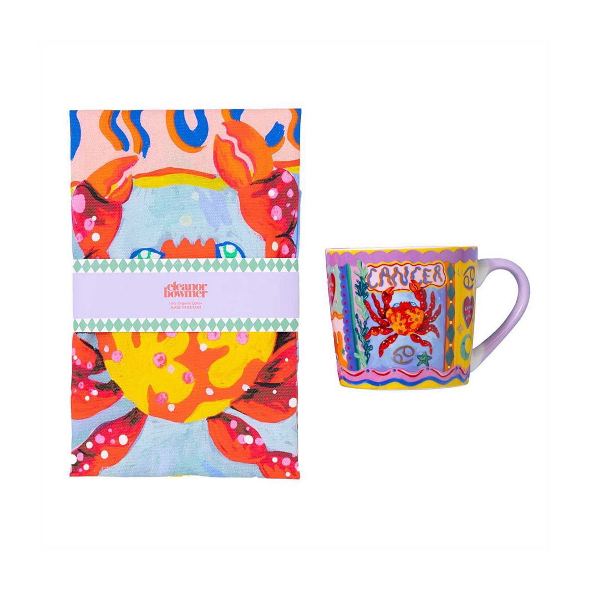 Eleanor Bowmer Cancer Zodiac Mug & Tea Towel Set