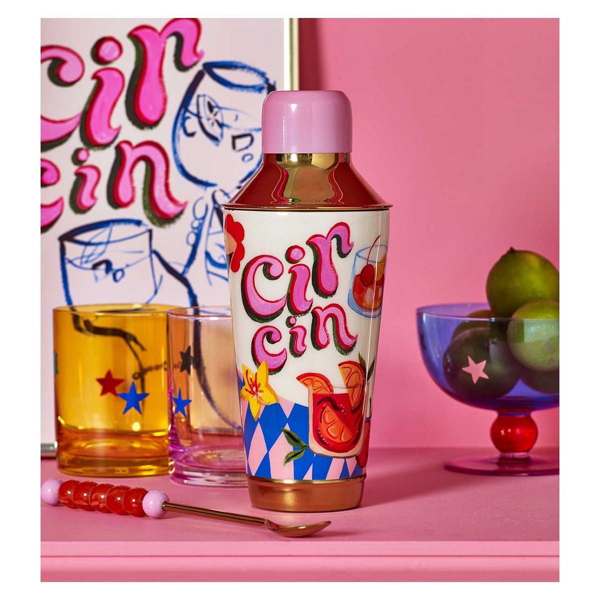 Eleanor Bowmer Cocktail Shaker & 4 Bar Tools Set
