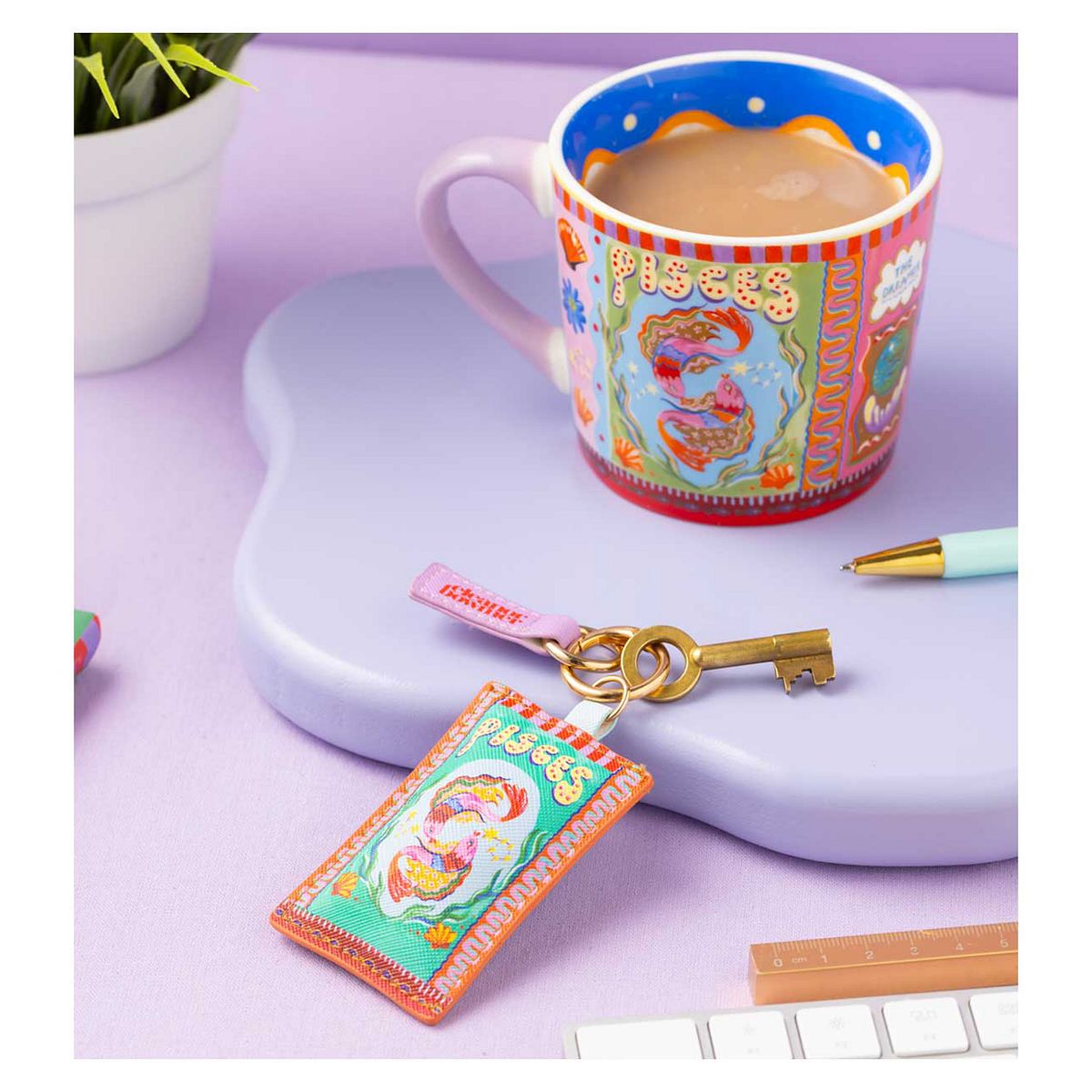 Eleanor Bowmer Pisces Zodiac Mug & Keyring Set