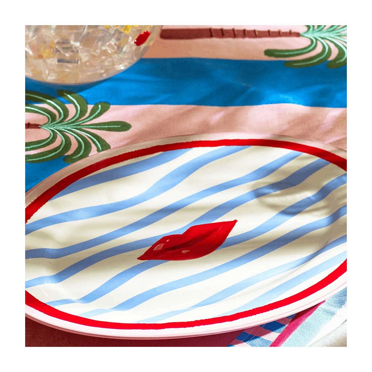 Eleanor Bowmer Electric Coast Lips Serve Platter - Set Of 2
