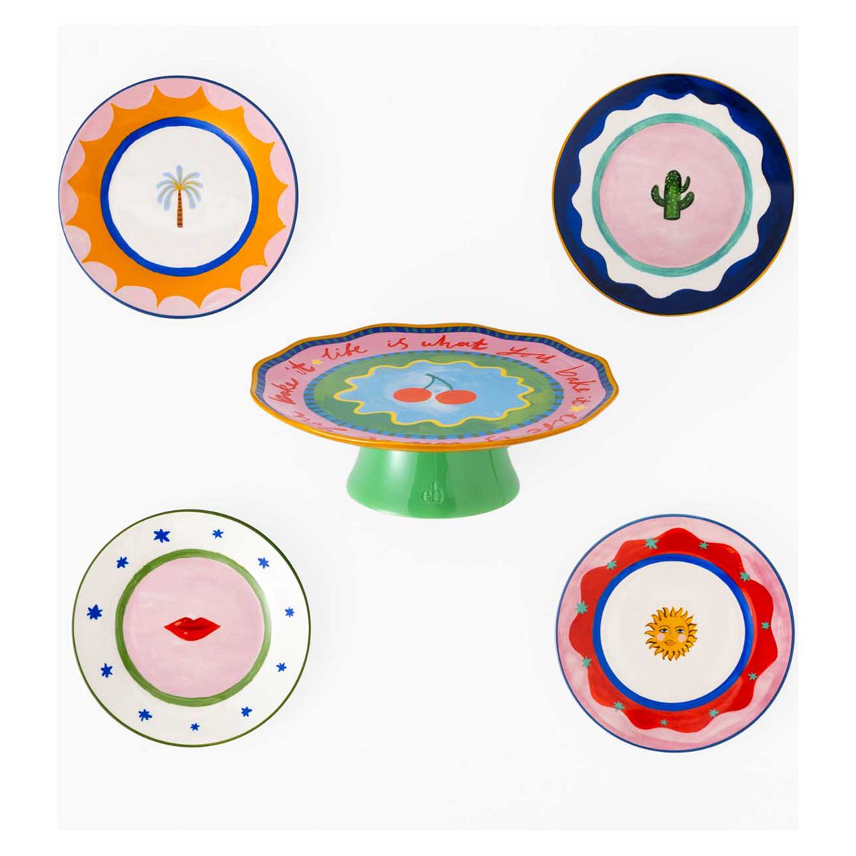 Eleanor Bowmer Electric Coast Cake Stand & 4 Plates Set