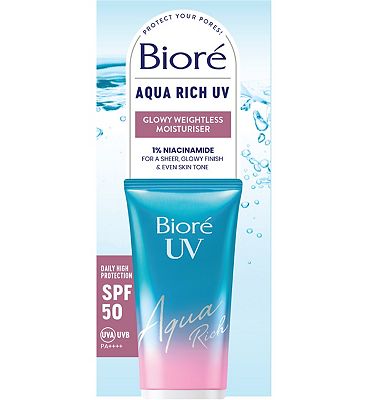 Biore Aqua Rich UV Glowy Weightless Moisturiser SPF50 50ml