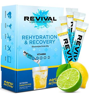 Revival Drinks Ltd Revival Rapid Rehydration - Electrolyte Powder Sachet Lemon & Lime, 12 Pack