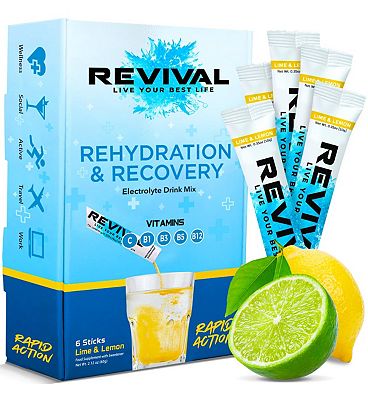 Revival Drinks Ltd Revival Rapid Rehydration - Electrolyte Powder Sachet Lemon & Lime, 6 Pack