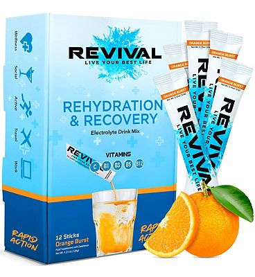 Revival Drinks Ltd Revival Rapid Rehydration - Electrolyte Powder Sachet Orange Burst, 12 Pack