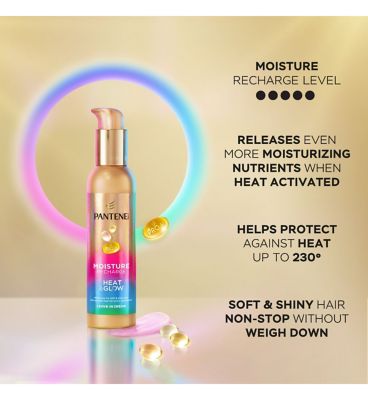 Pantene ProV Moisture Recharge Heat & Glow Leave-In Cream 135ml. Heat & Frizz Protectant (5)
