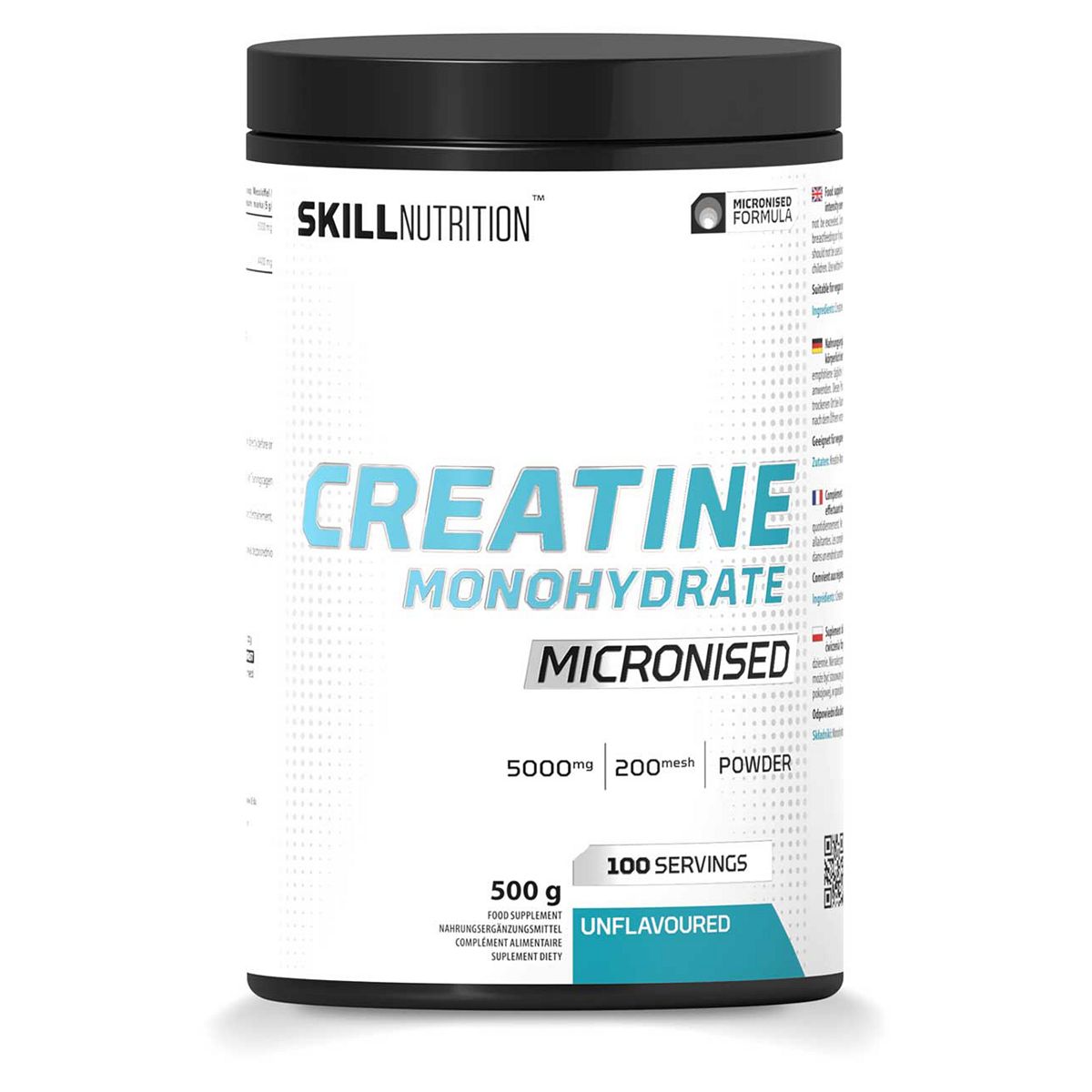 Skill Nutrition Micronised Creatine Monohydrate Unflavoured Powder 500G