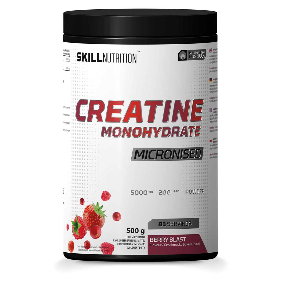 Skill Nutrition Micronised Creatine Monohydrate Flavoured Powder Berry Blast 500G