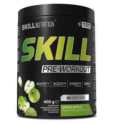 Click to view product details and reviews for Skill Nutrition Skill Pre Workout Powder Green Apple 400g.