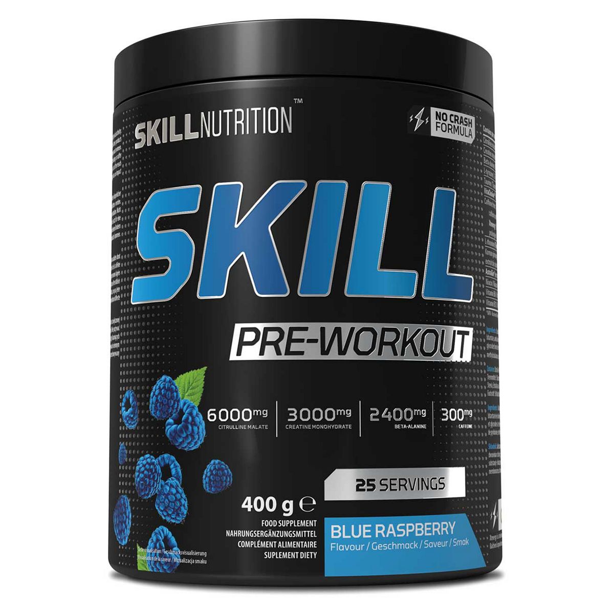 Skill Nutrition Skill Pre Workout Powder Blue Raspberry 400G
