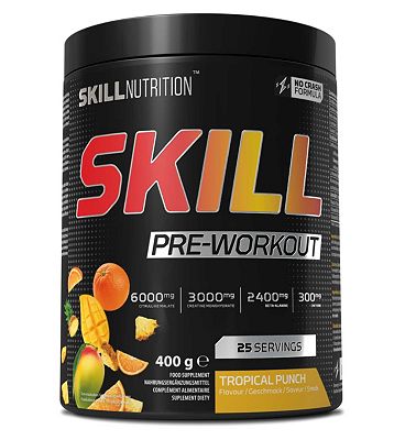 Click to view product details and reviews for Skill Nutrition Skill Pre Workout Powder Tropical Punch 400g.