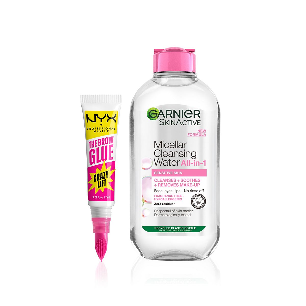NYX Professional Makeup Nyx The Brow Glue Crazy Lift & Garnier Micellar Water 400Ml Duo Bundle
