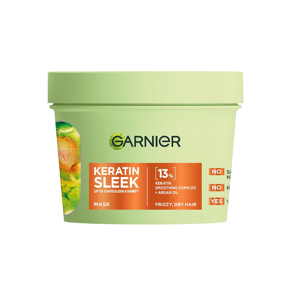 Garnier Keratin Sleek Hair Mask, Up To 3 Days Of & Shine, With 13% Smoothing Complex And Argan Oil, 370ml