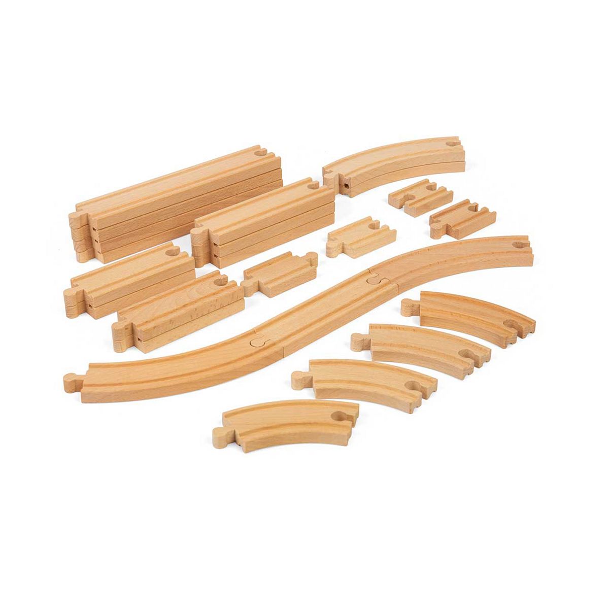 Bigjigs Toys Bigjigs Rail Curves And Straights Track Expansion Bundle - 24 Pieces