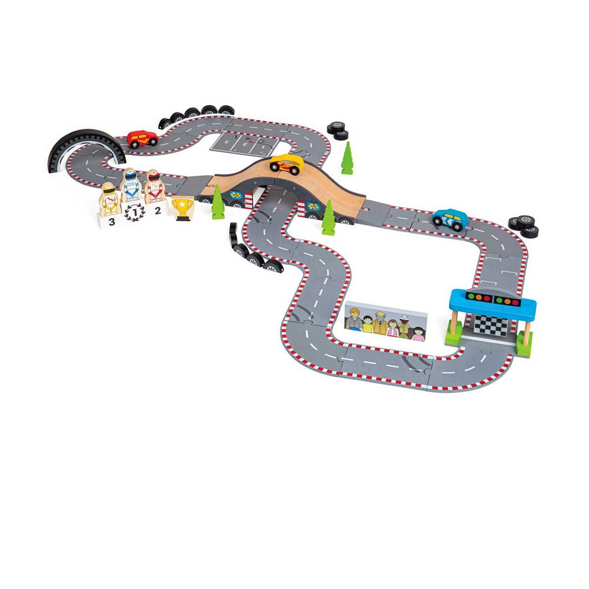 Bigjigs Toys Bigjigs Rail Roadway Race Day - 47 Pieces