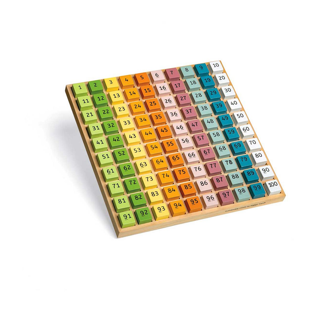 Bigjigs Toys Fsc Certified Pastel Coloured Number Tray - 100 Pieces
