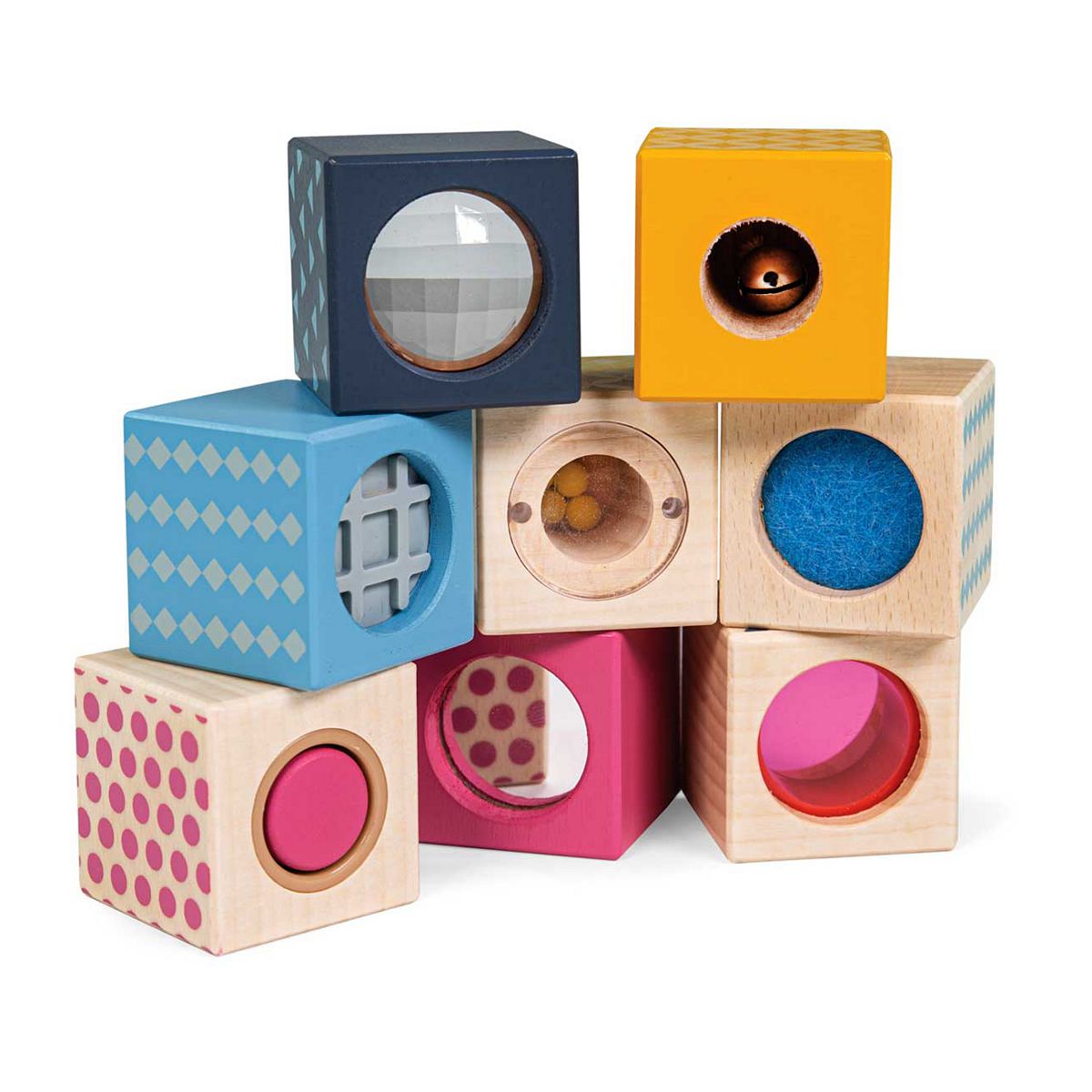 Bigjigs Toys Fsc Certified Sensory Block - 8 Wooden Blocks